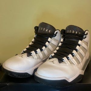 White, black and silver Jordans